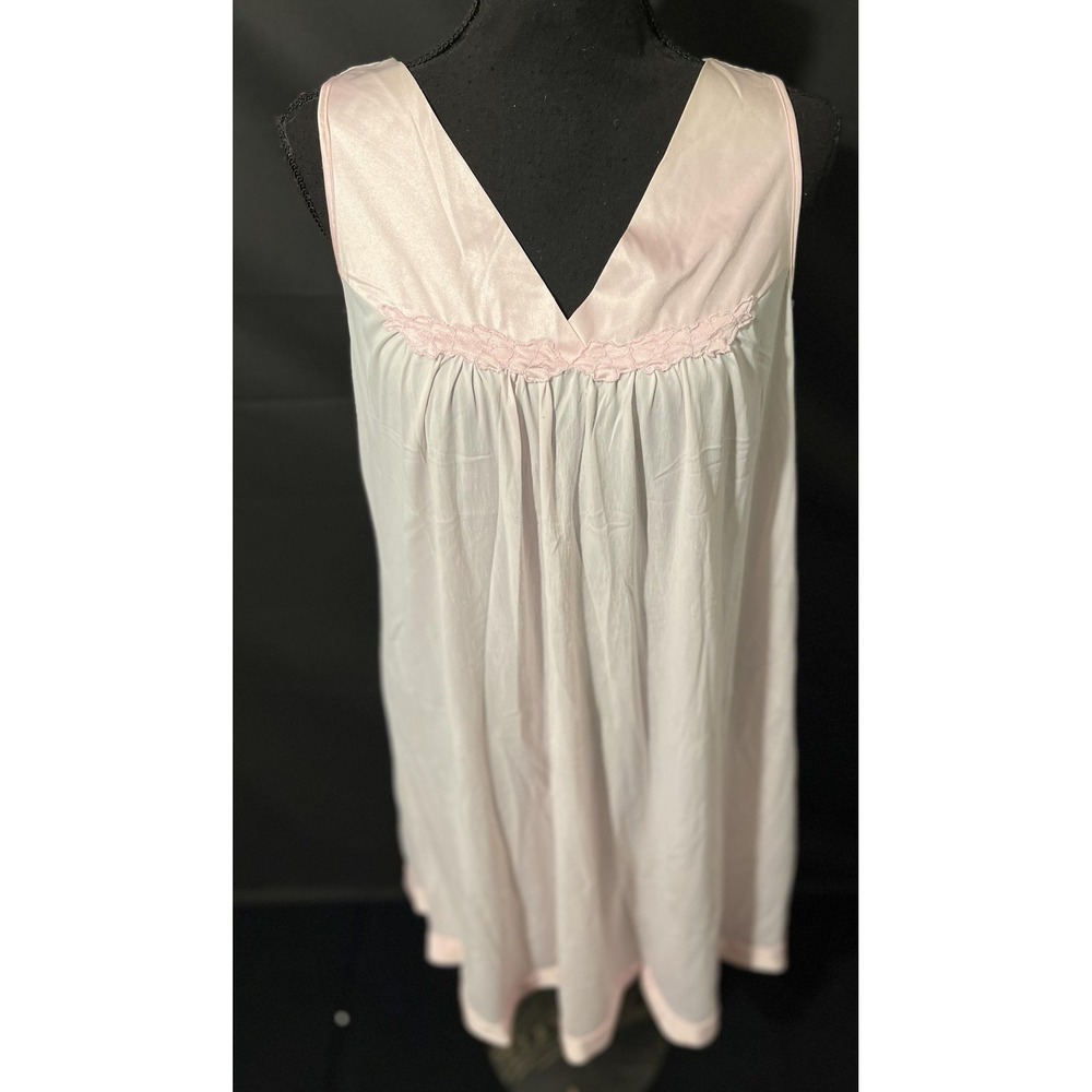 Vanity Fair Nightgown Womens Medium Pink Satin Trim Sleeveless Style 30-107 - Picture 3 of 8